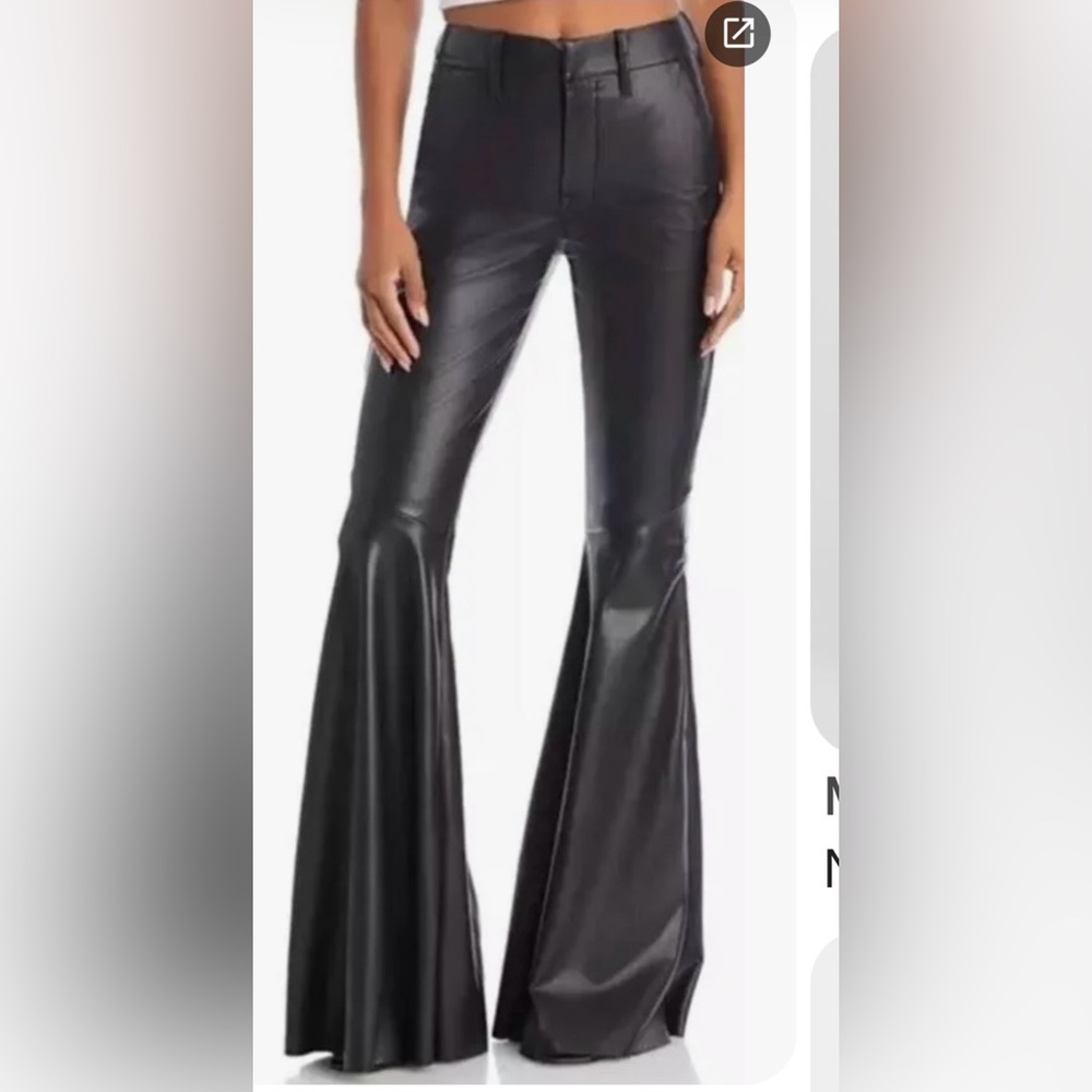 MOTHER Black Faux Leather Flared Pants - Picture 2 of 2